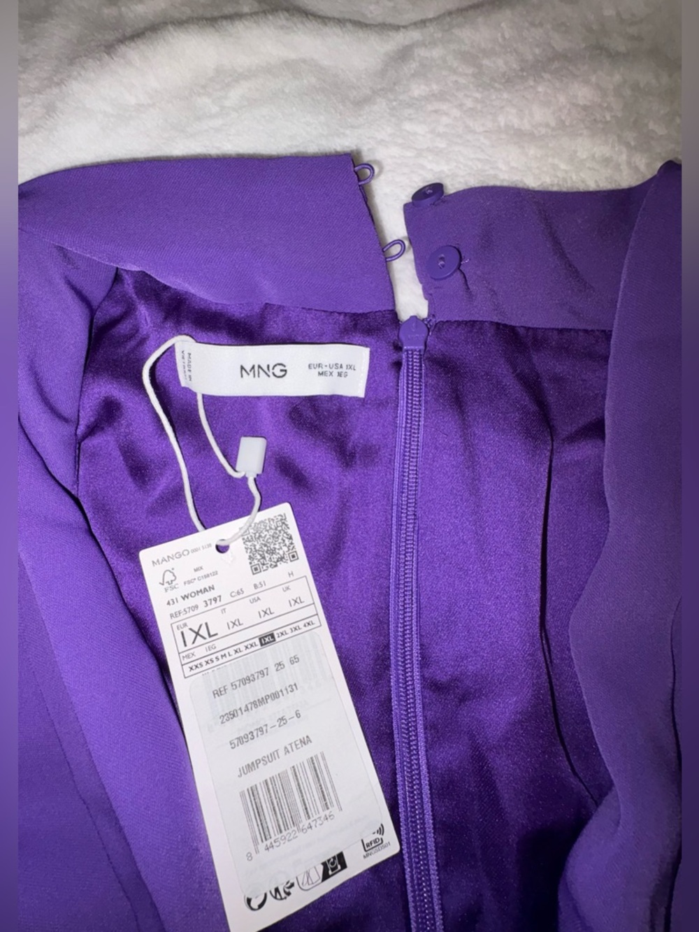 Mango Purple Sleeveless Belted Wide-leg Jumpsuit - Picture 6 of 6